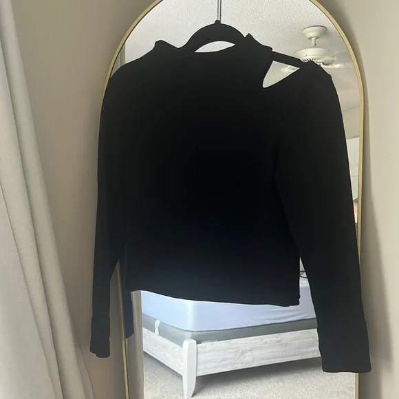Anthropologie Black Asymmetrical Cut Out Blouse - Picture 1 of 5